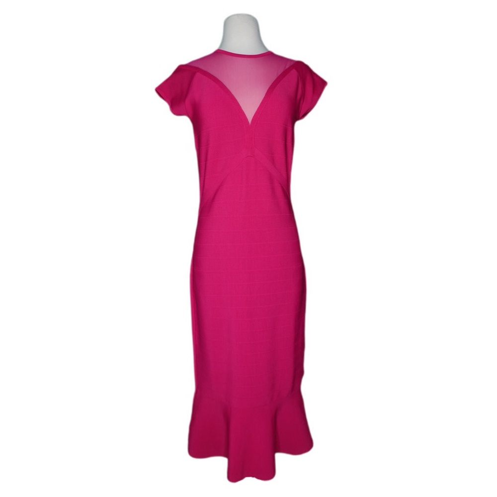 VENUS Pink Ruffled Bodycon Midi Dress